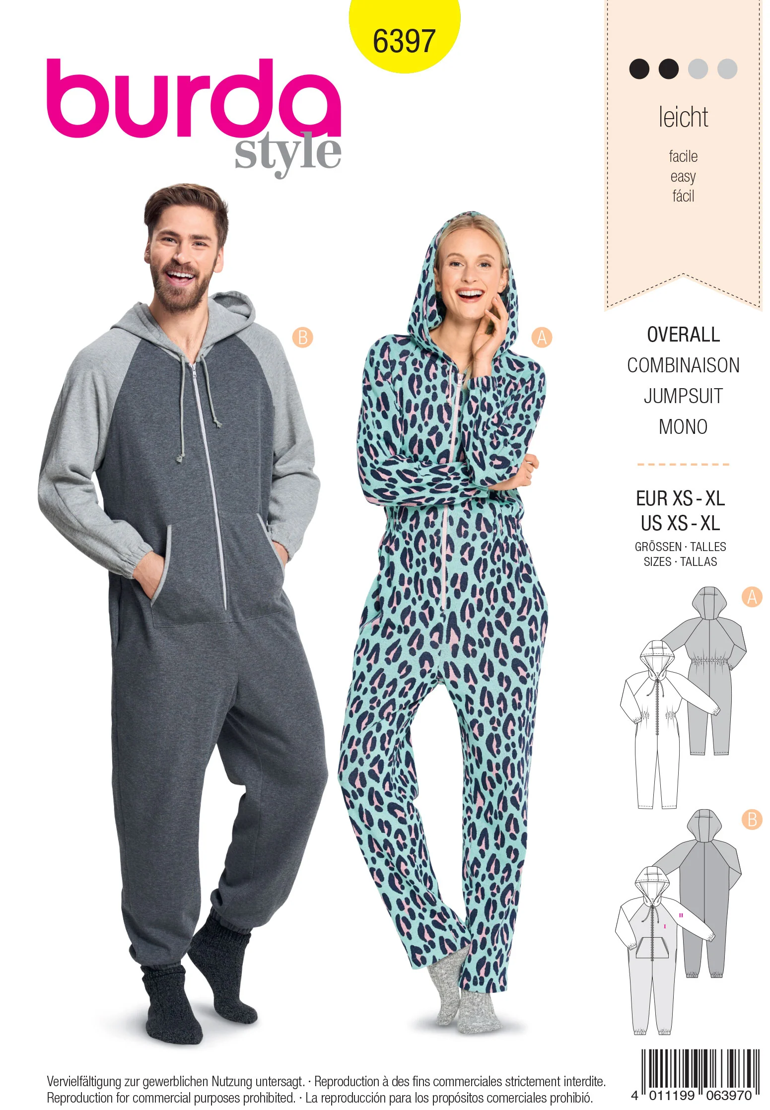 Burda Unisex Hooded Jumpsuit/Onesie 6397 - Image 2