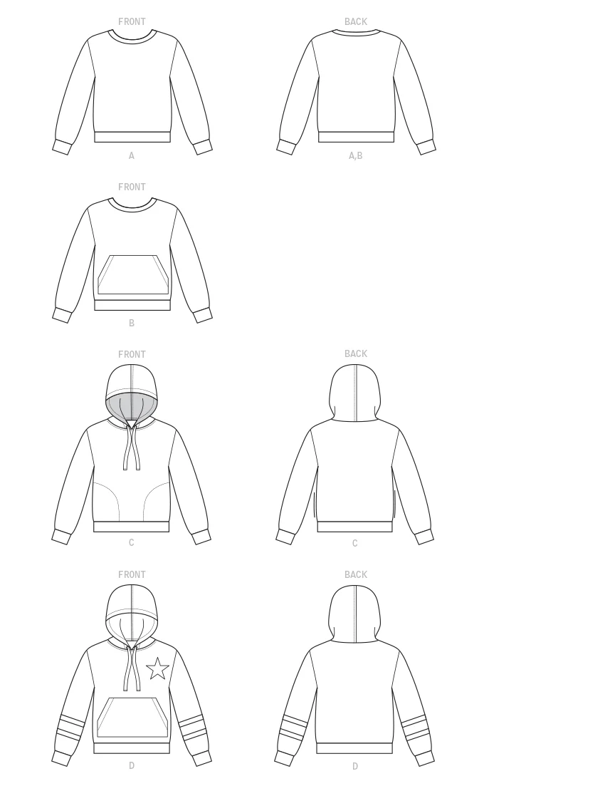 McCalls Unisex Tops and Hoodies M8070 - Image 4