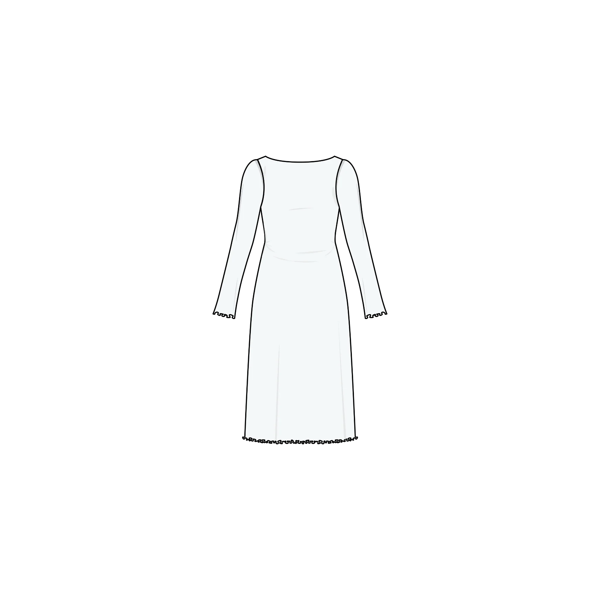 Puff and Pencil Wavy Hem Dress & Slim Sleeve - Image 9