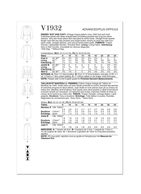 Vogue Vintage Suit & Coat V1932 - Image 6